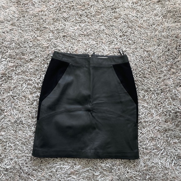 REISS Skirt Leather And Polyester Black Sz 10 US - Picture 2 of 6